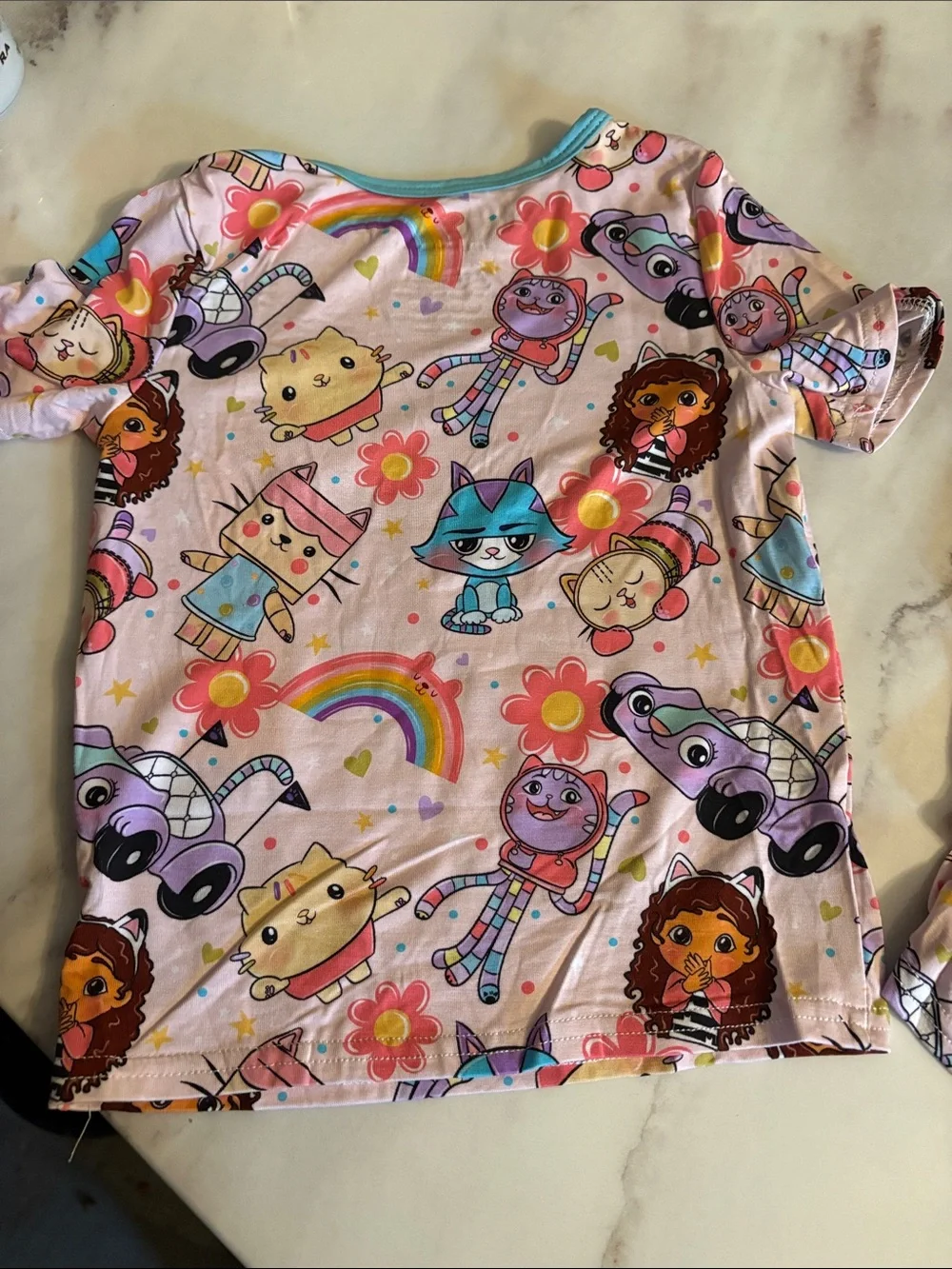 BAMBOO Pink Cartoon Animals & Rainbow Short Pajama Set